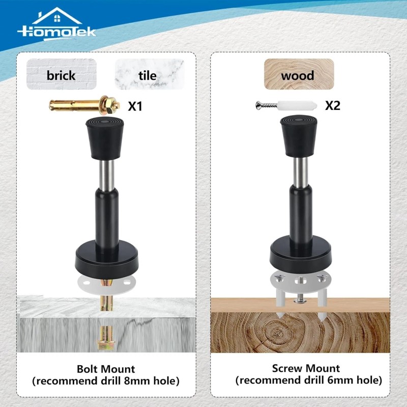 HOMOTEK 4 Pack Spring Door Stops - Rubber Tips, 4