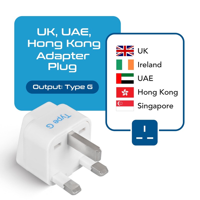 Ceptics UK, Hong Kong, Ireland, UAE Travel Plug Adapter (Type