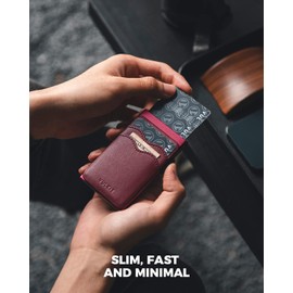 VULKIT Pop Up Card Holder Slim Wallet with Extra Leather Slots RFID Blocking Metal Minimalist Card Case for Men or Women