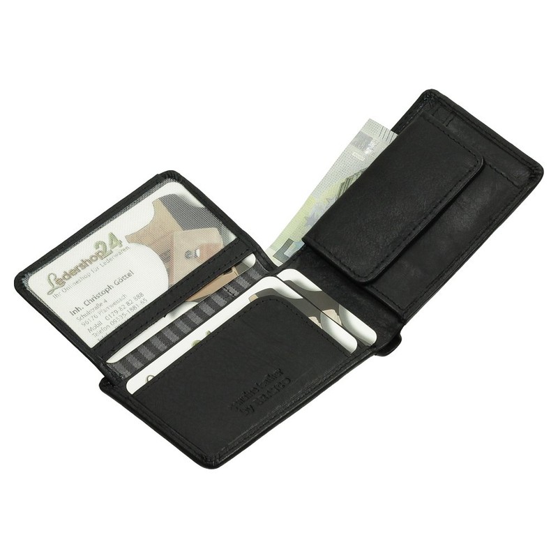 Branco Leather Men's Mini Purse Soft Cowhide 10 cm, black,