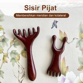 천연 백단 마사지 빗 여섯 갈고리 두피 지압 괄사 도구 목 얼굴 리프팅 스크래핑 [01 2PCS] Natural Sandalwood Massage Comb with Six Hooks Scalp Acupressure Gua Sha Tool for Neck and Face Lifting Scraping [01 2PCS]