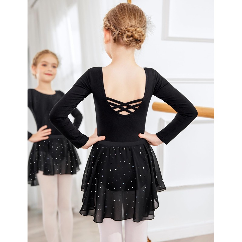 Zaclotre Girls Ballet Leotards Toddler Long Sleeve Crisscross Back Dance
