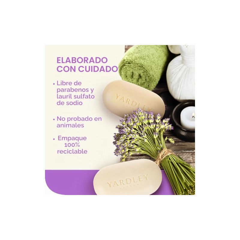 Yardley London English Lavender with Essential Oils Soap Bar, 4.25
