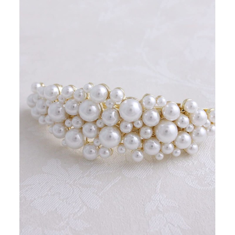 VINGTAINE H7080 Curve Line Volume Pearl Barrette Simple Hair Clip