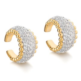 DREMMY STUDIOS Gold Ear Cuffs Non Piercing for women | 14K Gold Plated Ear Cuff Non Pierced Cartilage Clip on Open Wrap Hoop Earrings |Cubic Zirconia Ear Cuffs Huggie Hoops No Pierced Ear Cuff