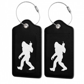 Gearsly 2Pcs Luggage Tag for Suitcase Black Sasquatch Cute Luggage Tag with Privacy Flap & Name ID Label & Metal Loop,Travel Suitcase Tags for Women