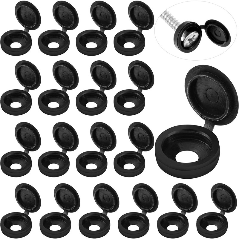 Hotop 100 Pieces Hinged Screw Cover Caps Plastic Shutter Fold