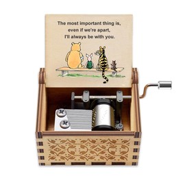 Music Box Gift for Friend Sister- Pooh Music Box Play You Are My Sunshine, Graduation Anniversary Birthday Friendship Gift for Bff Sisters Engraved with Even If We’re Apart, I’ll Always Be with You
