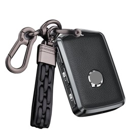 ontto Car Key Case Key Cover Fits Volvo S60 S90 XC40 XC60 XC90 V60 V90 S90 T5 T6 T8 Polestar 1 2 Remote Control Key Fob Metal Leather Key Protection Case 4 Button B Black