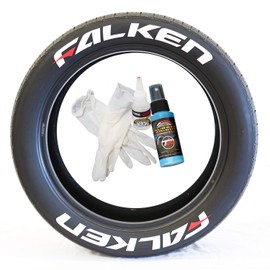 Tire Stickers Falken with Red Dash Permanent Tire Lettering Kit USA Made with Glue - Custom Sizing/Colors - (Pack of 8)