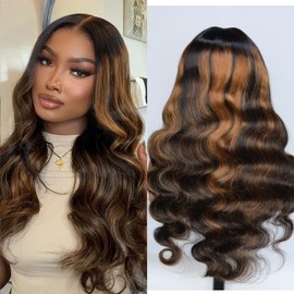 BYYASAA U Part Human Hair Wig Body Wave1B/30 U Part Wig Human Hair for Black Women Glueless Wigs Upgrade Natural Hair Wig Beginner Friendly Middle Part 180% Density 22inch