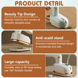 Sakerplus Steam Iron, Saker Portable Steamer for Clothes,Continuous Steam & Dry Ironing,2-In-1 Steamer and Iron,for Home & Travel Use (White)