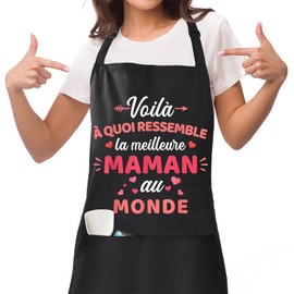 Jbniuay Mother's Day Gift - Kitchen Gift Idea Mother Kitchen Apron Adjustable Apron with 3 Pockets Gift for Mum Christmas Birthday Mother's Day Black [OS], black