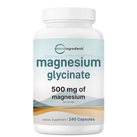 Magnesium Glycinate 500mg, 240 Capsules | 100% Chelated for Max Absorption | Support for Sleep, Muscle, Heart & Nerve Health | Non-GMO