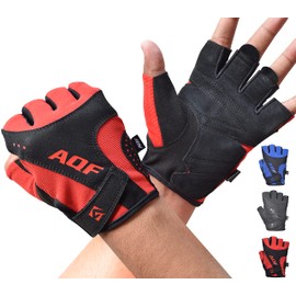 AQF Weight Lifting Gloves Ultralight Breathable Gym Gloves for Workout, Fitness, Cross Training, Bodybuilding Men Women (S, Red)