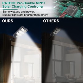 Gebosun 800W Solar Street Lights Outdoor,7000K 80000LM Dusk to Dawn Solar Security Flood Lights LED Wide Angle Lamp with Remote Control for Basketball Court, Road, Playground