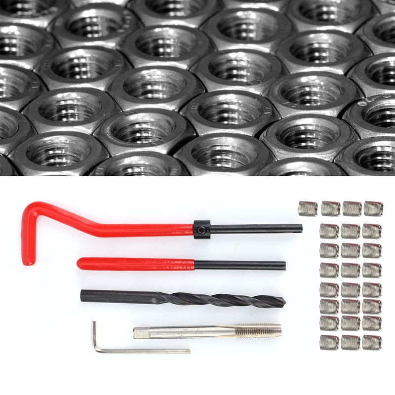 30Pcs Thread Repair Kit Stainless Steel Twisted Drill Wrench Threaded