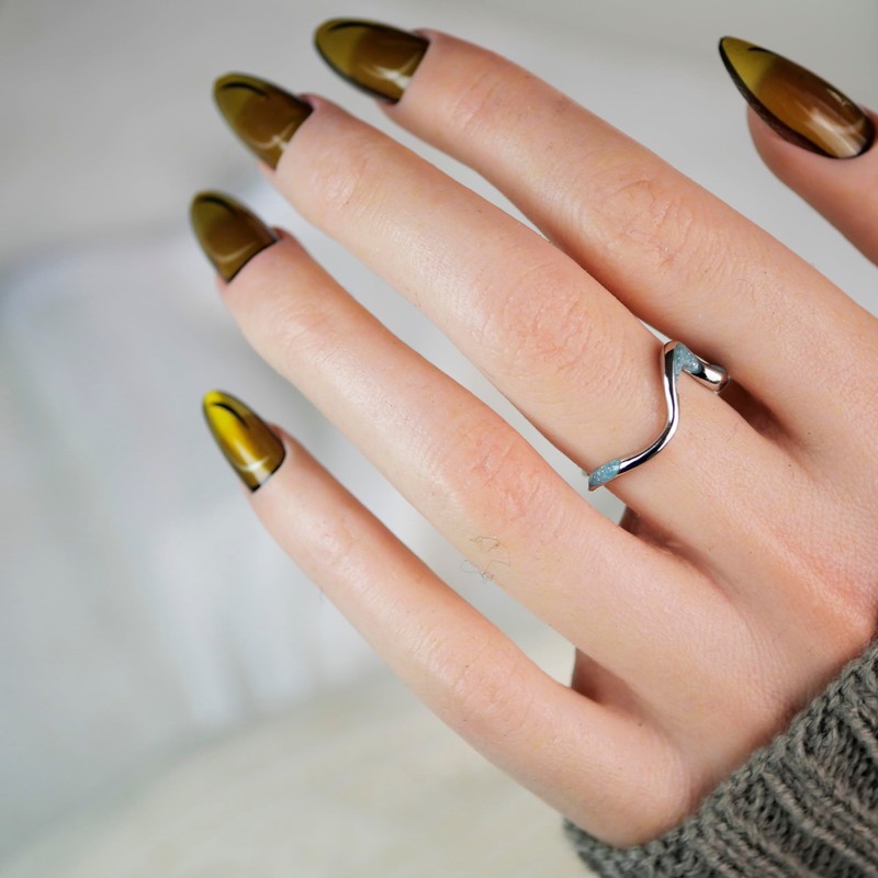 [2025 Upgrade] Yellow Long Fake Nails,Press on Nails Cat Eye,