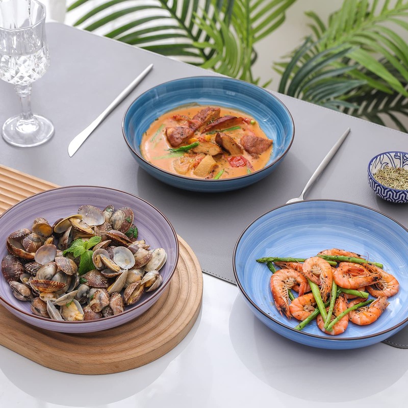Selamica Porcelain 26 Ounce Salad Pasta Bowls, 8 inch Wide