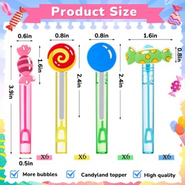 Leyndo 24 Pcs Candy Bubbles Wands Bulk Candy Themed Party Favors Mini Wands Lollipop Bubbles for Candy Party Favor Game Toys for Gift Bag Stuffers