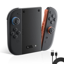 Charging Grip for Switch 2 Joycon, AOLION Ergonomic Controller Grip with LED Charging Indicator, Type-C Cable Included, Lightweight Accessories for Switch 2