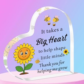 QMVMV Teacher Appreciation Gifts, Teacher Gifts for Women Men - Acrylic Heart Shape Plaque Teachers Gifts,Birthday End of Year Retirement Christmas Thank You Appreciation Gifts for Teacher
