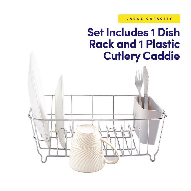 Dish Drying Rack & Cutlery Holder 2 Piece Set -