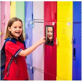 mpowtech Magnetic Locker Mirror,Small Mirror for Locker - 5" x 7" Iocker Mirror Magnetic - Magnet Mirror for School Locker, Bathroom, Workshop Toolbox, Office Cabinet,Mirror Locker Accessories,Black