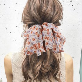 Fluffy Floral Flower Hairpin Printing Chiffon Bow Hairpin Large Spring Clip Hair Accessories Tulip Hairclip for Women Girl (1#, One size)