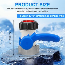 IBC Water Tank Adapter, IBC Valve, IBC Outlet Tap 62 mm DN40, IBC Flap Valve, IBC Tank Stopcock, IBC Tank Ball Valve, Hose Connection for 60 mm Drain Valve, Rain Butt Canister, for IBC Container