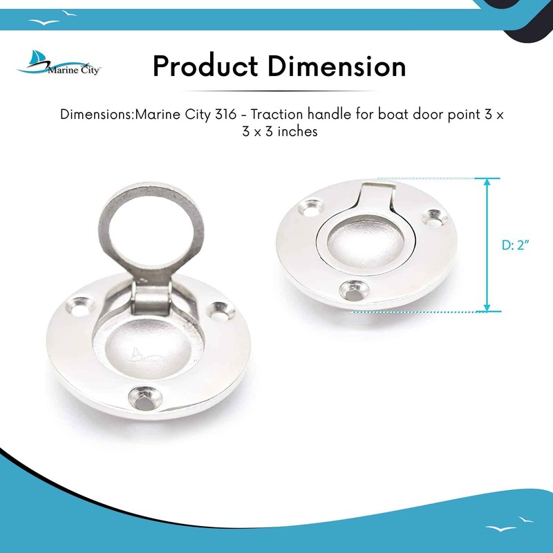 Marine City 316 Grade Stainless Steel Round Flush Boat Hatch