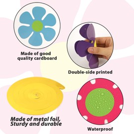 60pcs 60s Hippie Party Foil Swirl Decorations Retro Flower Hanging Swirls Ceiling Hanging Decor 60s Hippie Flower Cutouts Party Supplies for Hippie Groovy Retro Theme Birthday Baby Shower Party Favor