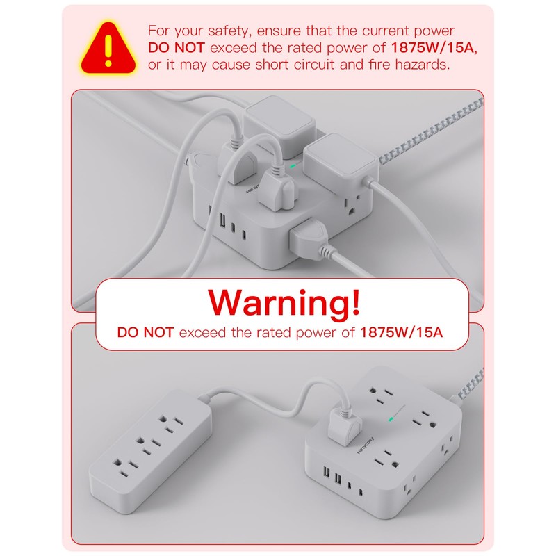 Surge Protector Power Strip - HANYCONY 8 Outlets 4 USB