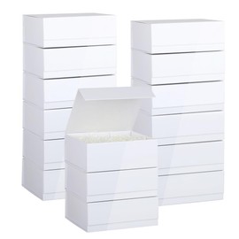 Magnetic Gift Box with Lid 15 Pack 7.8X7X3 Inch White Gift Boxes Bulk Packaging for Small Business Bulk Gift Boxes for Presents、Bridesmaid Proposal Box、Crinkle Cut Paper Shred