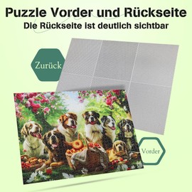 MISITU Puzzle 1000 Pieces Adult Puzzle - Dogs in the Garden - Animal Puzzle for Adults and Children from 14 Years - 70 x 50 cm