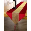 Emma Barclay Eclat Diamante Sparkle Tasseled Runner (Red & Gold, 13x72" (33x183cm))