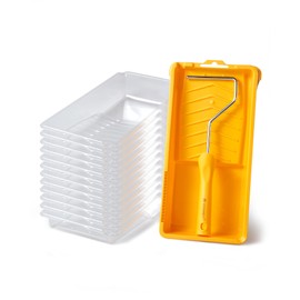 Voomey 4 Inch Paint Roller Tray - 12 Pack Plastic Liners & 1x Roller Frame, 4" Paint Tray Set, for Home Decor, Walls and Furniture Painting