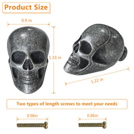 BAMI-LEE House Vintage Skull Cabinet Knob,4 Piece Furniture Cabinet Handle for Kitchen Dresser Cupboard Wardrobe with Screws (Ancient tin)