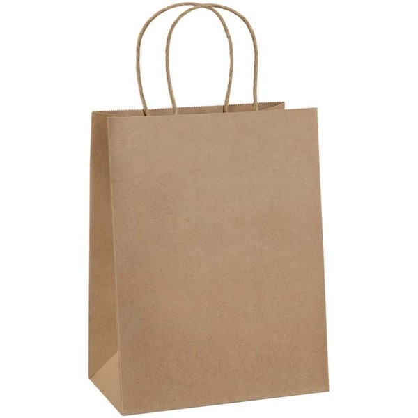 Gift Bags 8x4.25x10.5 25Pcs BagDream Paper Bags, Shopping Bags, Kraft Bags, Retail Bags, Brown Paper Gift Bags Bulk with Handles 100% Recyclable Paper Bags