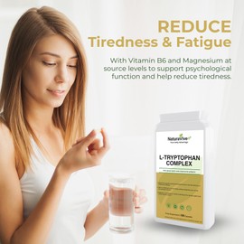 NaturaVive+ L-Tryptophan Complex 120 Capsules | One a Day | with Vitamin B6, Niacin and Magnesium | Food Supplement
