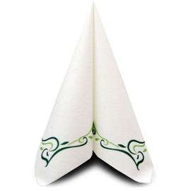 Mank Colour Line Airlaid Napkins in Green/White, 40 x 40 cm, Table Decoration, Wedding Decoration, Napkins, Folded, Fabric-Like Fabric Look, High Quality, Pack of 50