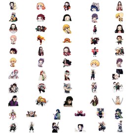 Demon Slayer Stickers, Pack of 100 Demon Slayer Vinyl Stickers, Anime Cartoon Stickers, Waterproof Stickers for Children and Teenagers, for Water Bottles, Skateboard, Notebook, Luggage