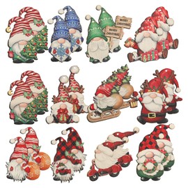 Tabanzhe 24PCS Christmas Tree Pendants,Christmas Wooden Faceless Mini Doll Gnome Hanging Ornament with Twine Set,Cute Charms Xmas Santa Elf Decoration Craft Gifts for Kids Home Party Decor