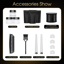 Uniepoch Large Black Bamboo Stash Box with Combo Lock & Tray | Smell-Proof, Secure Storage for Herbal Organizing, Includes Glass Jars & Rolling Tray