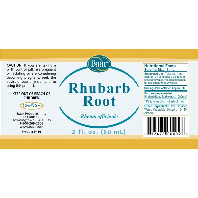 Baar Rhubarb Root, fluid extract