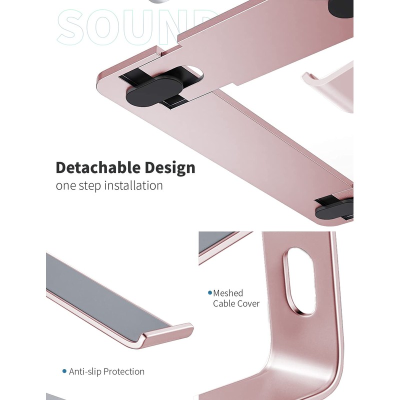 SOUNDANCE Laptop Stand, Aluminum Computer Riser, Ergonomic Laptops Elevator for