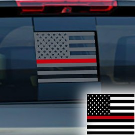 FUTLU USA Flag Decal for Truck Back Window,Car Decal and Sticker,Rear Middle Window American Decal for Pickup Truck,Truck Back Window Decals for Chevy Silverado/GMC Sierra 2019-2022(Black&Red-TZ24)