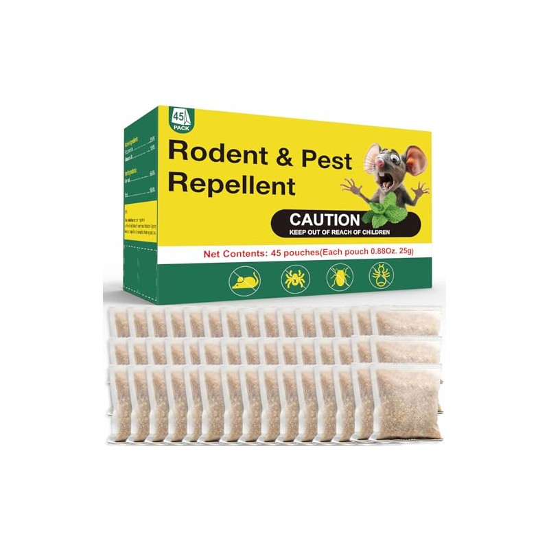 Mouse Repellent, Rodent Mice Deterrent with Peppermint Oil 45PCS, Natural