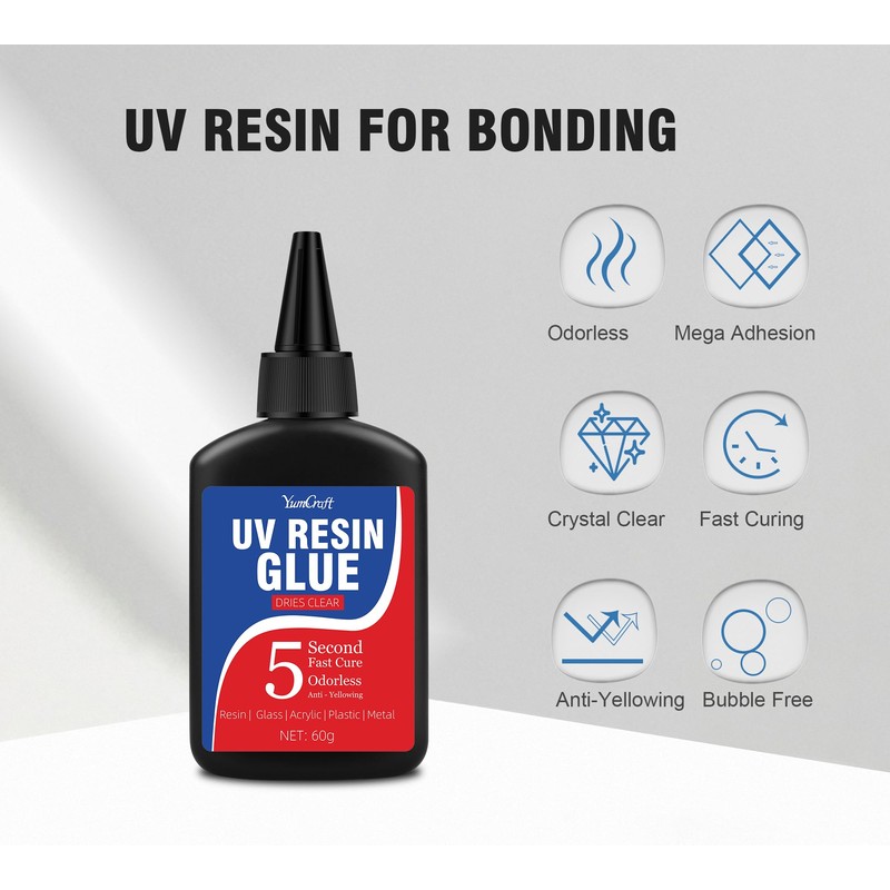 UV Resin Kit with Light, 60g UV Glue with Rechargeable