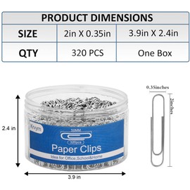 Jumbo Paper Clips,Large PaperClips,320 Pcs Paperclip,Extra Large Paper Clips for Paperwork,Home, School and Office Supplies.